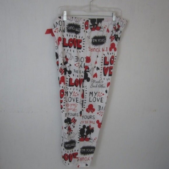 Disney Pajama Bottom Teen Mickey Minnie Love XL 15/17 drawstring elastic - Picture 8 of 12